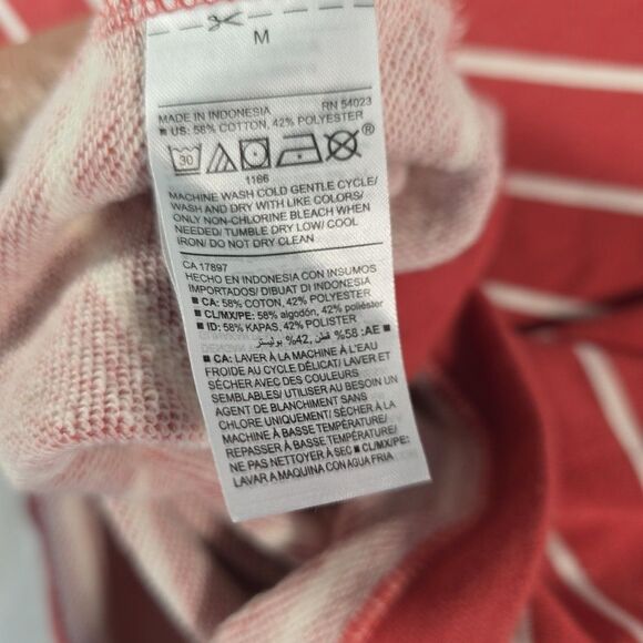 Old Navy Lace Up Striped Sweatshirt Top Shirt Women's size M Red Cream Tie - Picture 8 of 9